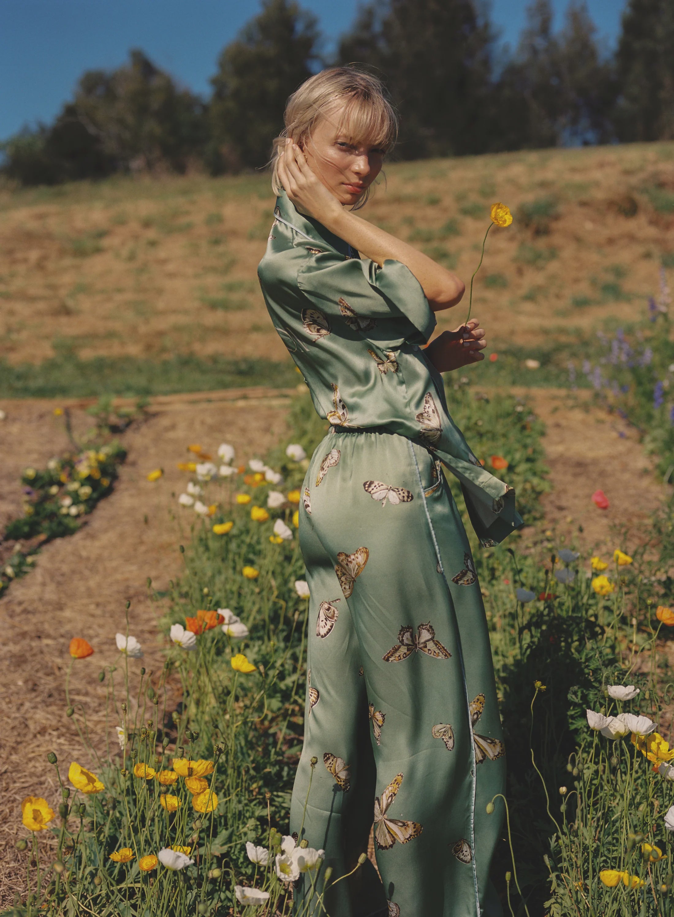 Odet Papillon Silk Pant - Sage