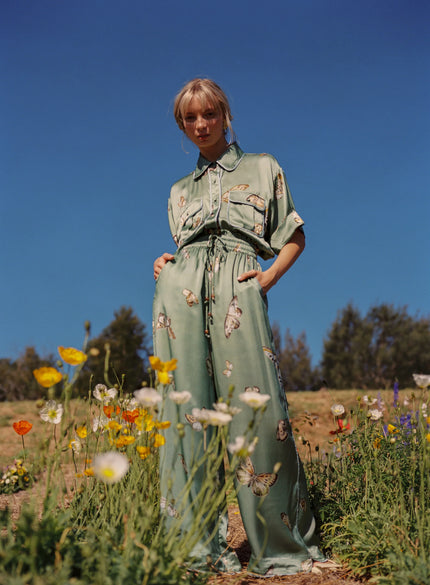 Odet Papillon Silk Pant - Sage