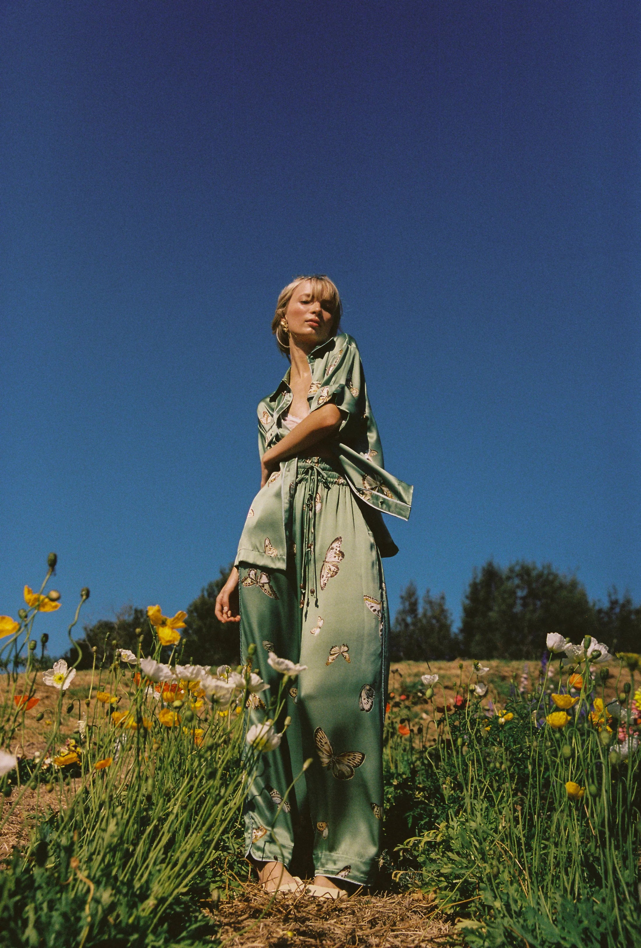 Odet Papillon Silk Pant - Sage