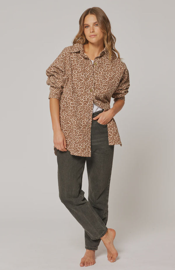 cartel & willow Tamika Shirt - Hazel Leopard