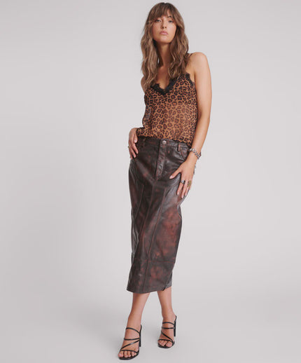 One Teaspoon Cassidy Leather Skirt - Dark Chocolate