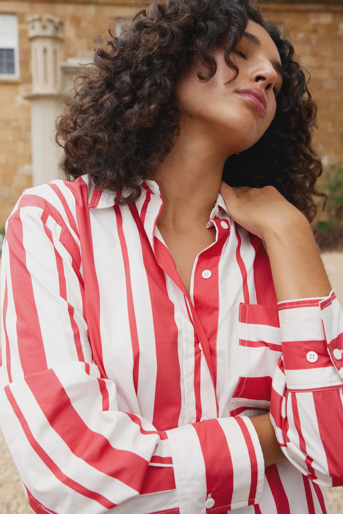 ASTON STUDIO Buddy Shirt - Ruby Antique Stripe
