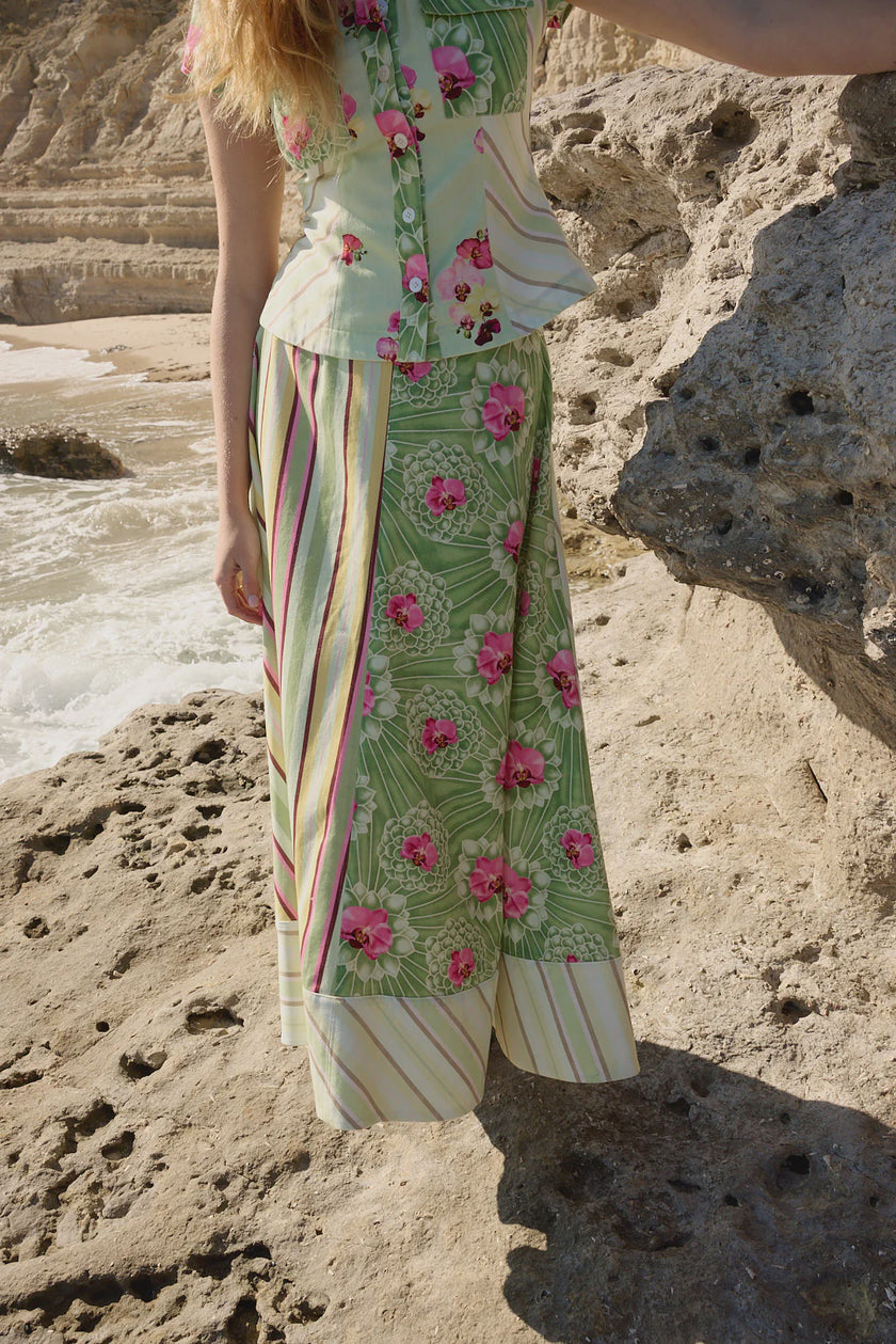 ASTON STUDIO Tilla Denim Maxi Skirt - Meadow Multi