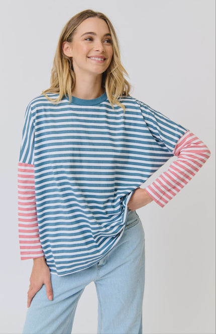 cartel & willow Joley Long Sleeve - Pacific/Dusty Rose