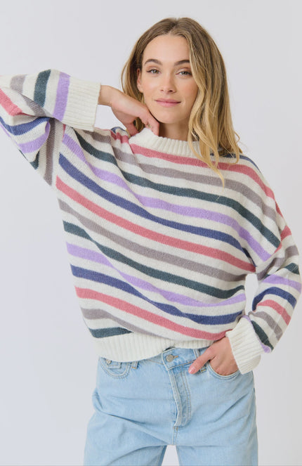 cartel & willow Lola Stripe Knit - Rainbow Mist