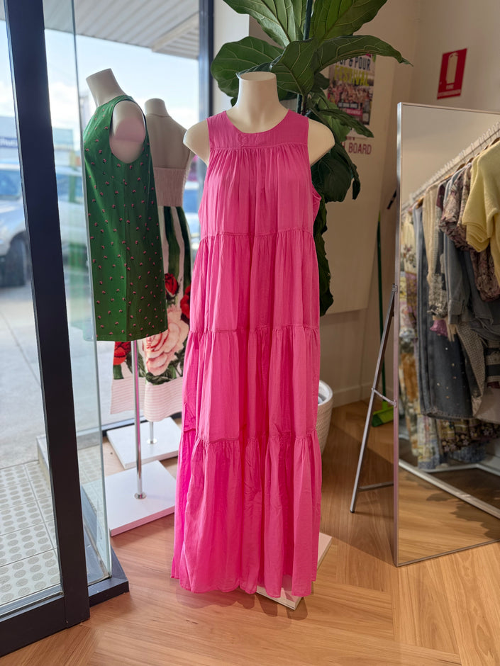 Devotion Twins Lack Dress - Fuchsia