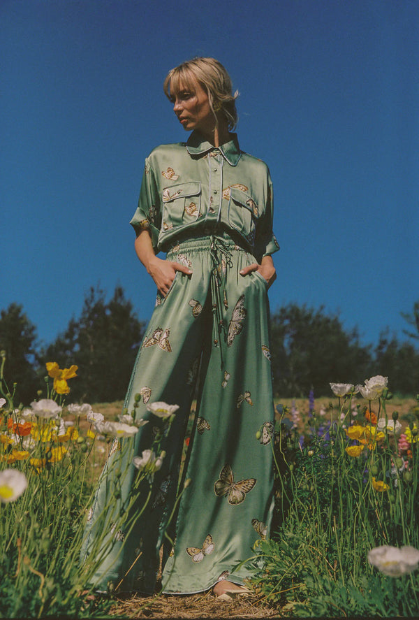 Odet Papillon Silk Shirt - Sage