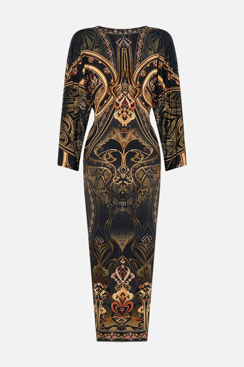 Camilla Nouveau Noir Long Split Front Twist Dress