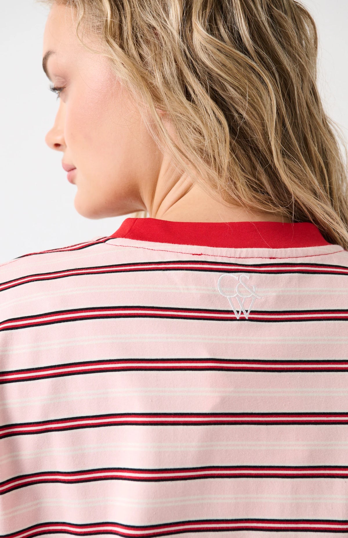 cartel & willow Felix Long Sleeve - Red/Pink Stripe