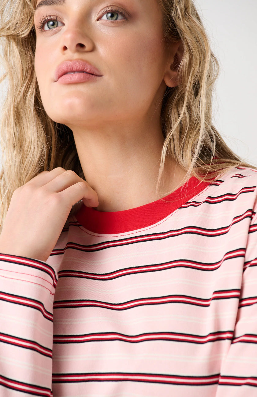 cartel & willow Felix Long Sleeve - Red/Pink Stripe
