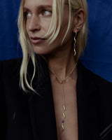 F+H Studios Wipeout Drop Earrings - Brass + 18K Gold Plating + Lapis