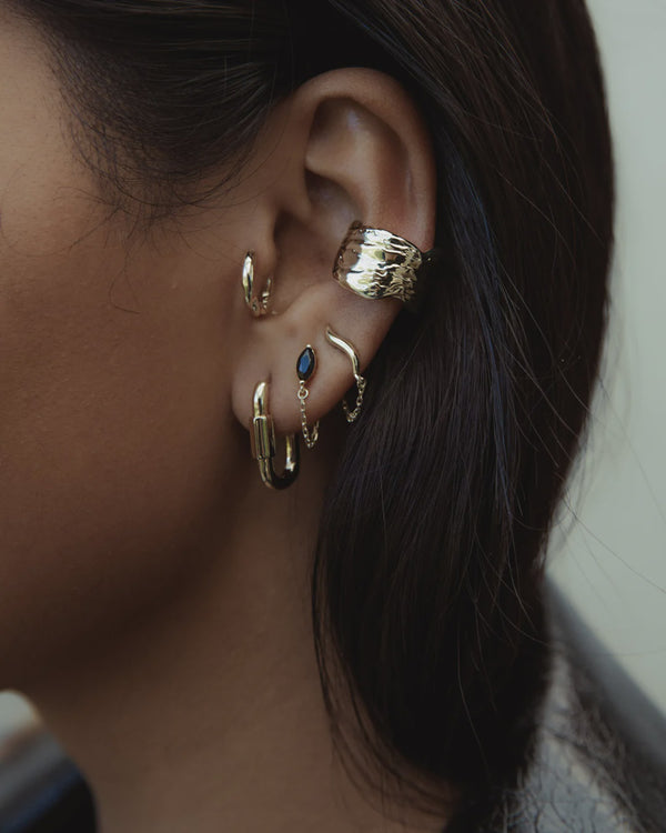 F+H Studios Wave Chain Studs - Silver + 18K Gold