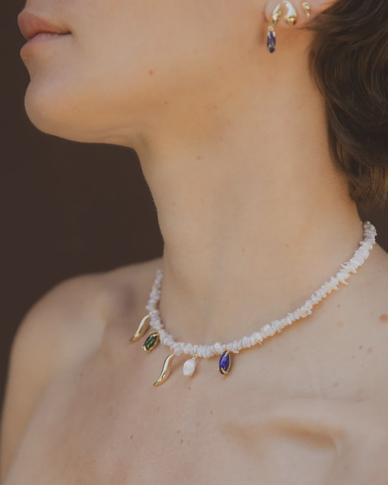 F+H Studios Wipeout Keshi Pearl Necklace - 18K Gold Plating + Freshwater Pearl