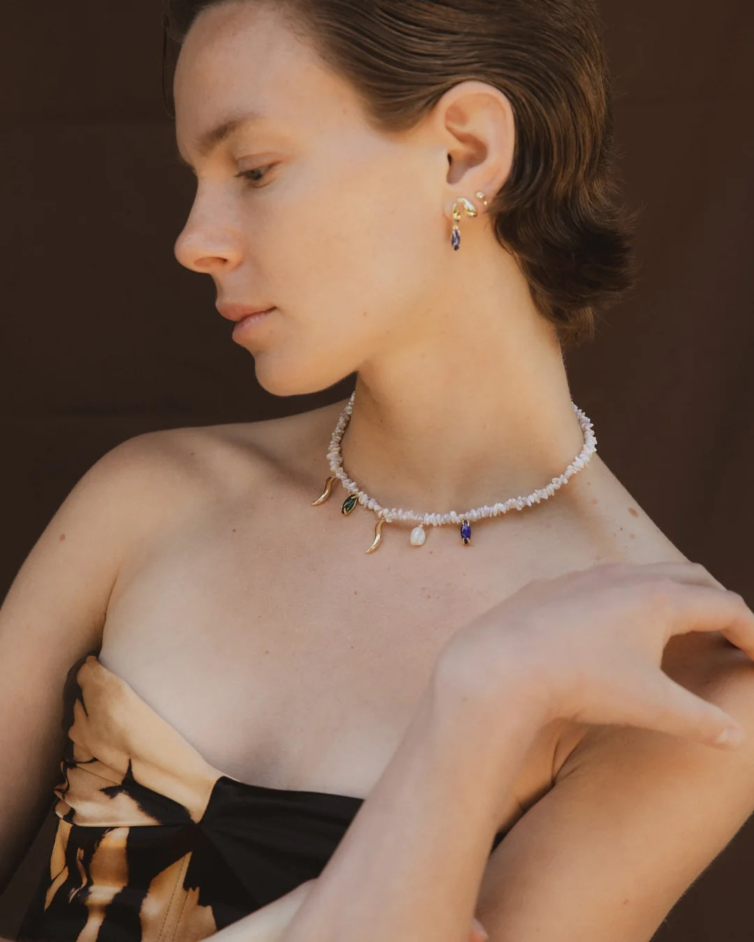 F+H Studios Wipeout Keshi Pearl Necklace - 18K Gold Plating + Freshwater Pearl