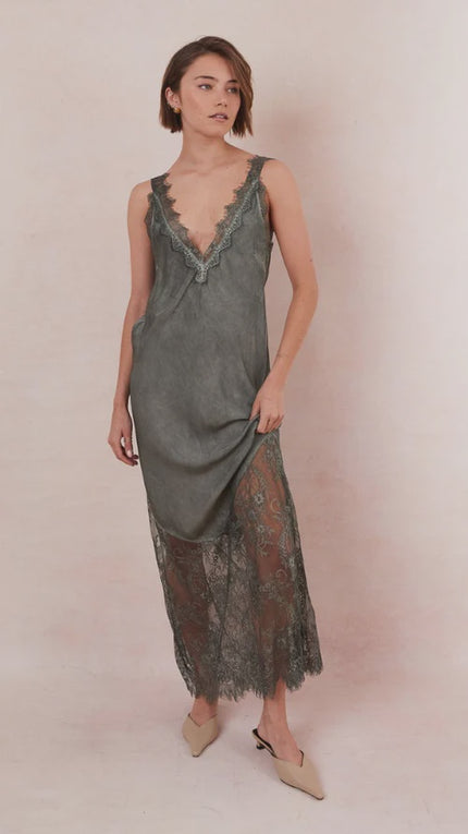 Charli Solange Slip Dress - Khaki