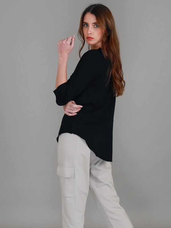 3rd Story Shannon 3/4 Sleeve Tee - Black