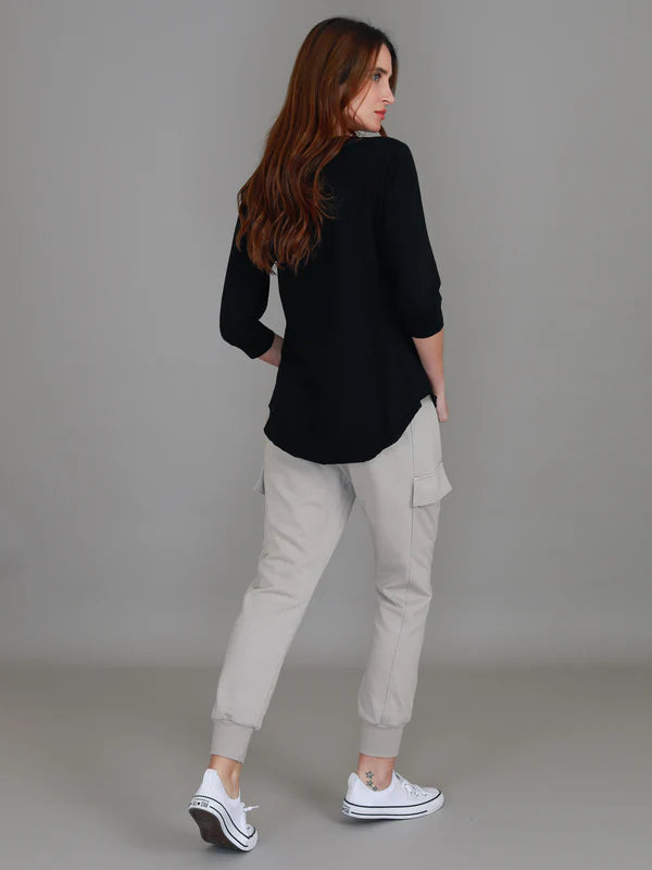 3rd Story Shannon 3/4 Sleeve Tee - Black