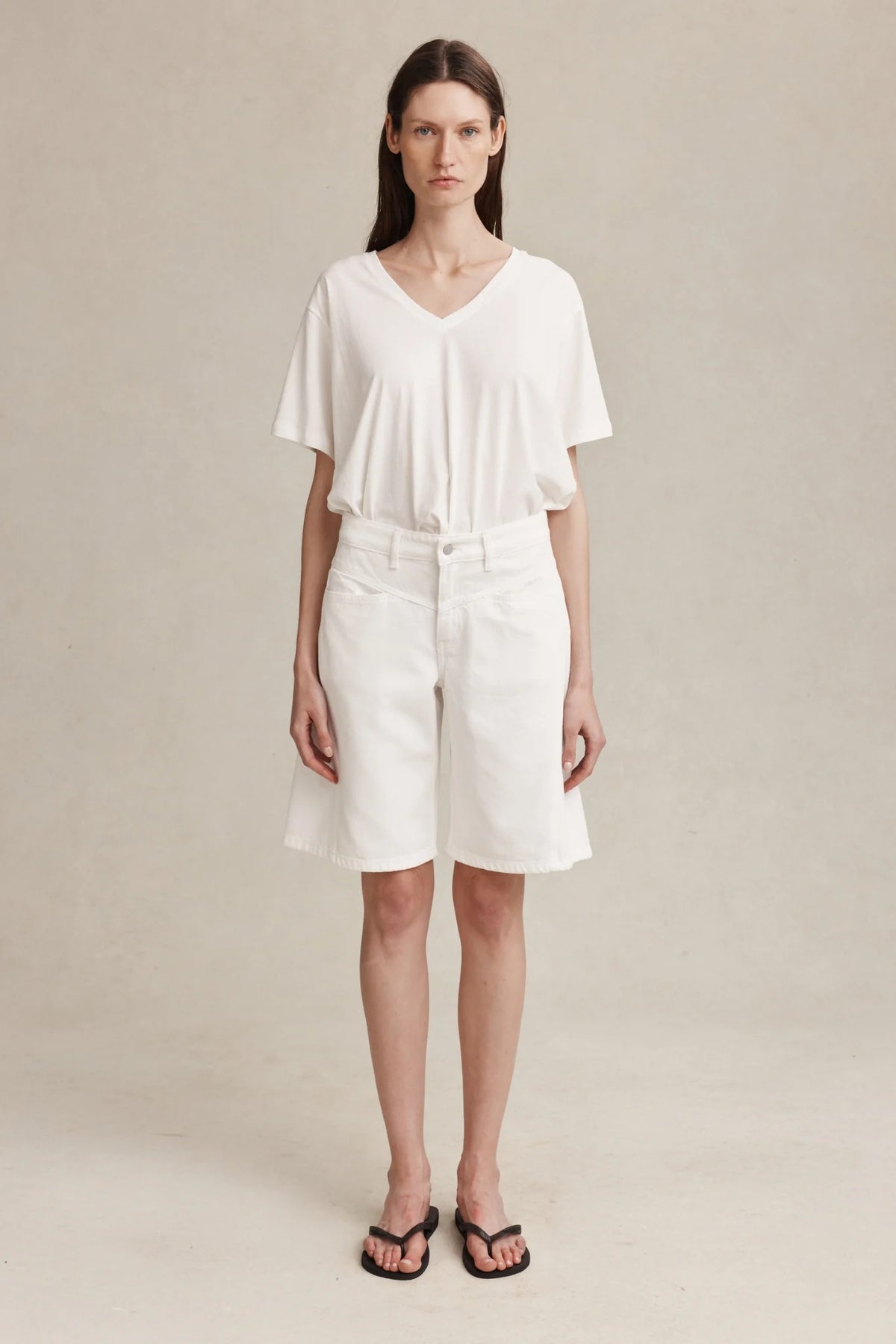 Marle Cross Stitch Jean Short - Blanc