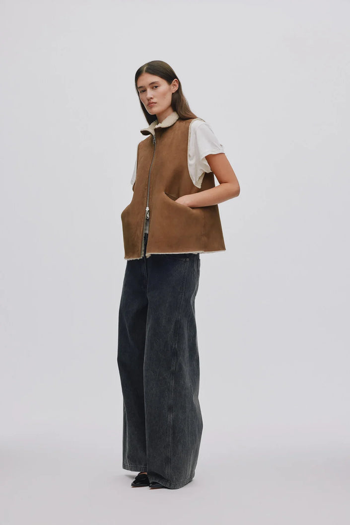 Rabens Saloner Channe Vest - Dark Brown Natural Combo