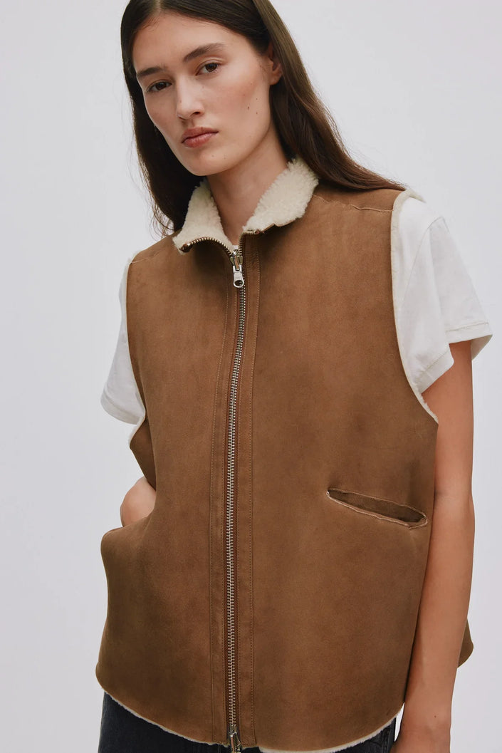 Rabens Saloner Channe Vest - Dark Brown Natural Combo