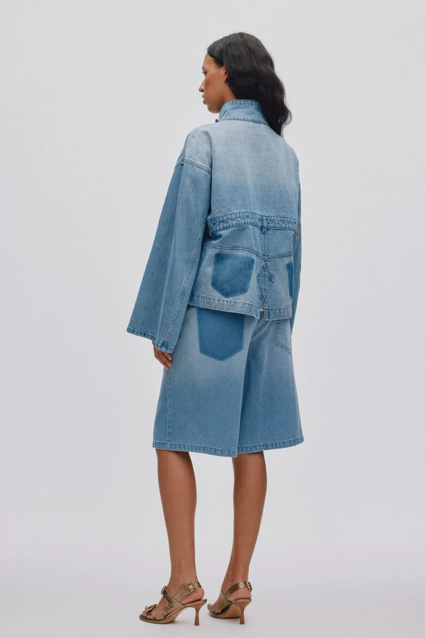 Rabens Saloner Raha Wide Shorts - Washed Denim