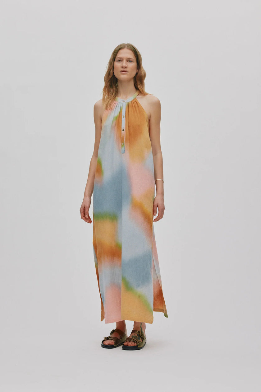 RABENS SALONER - WATERCOLOR BUTTON FRONT DRESS