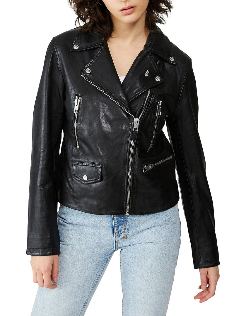 Ksubi amplify leather jacket black