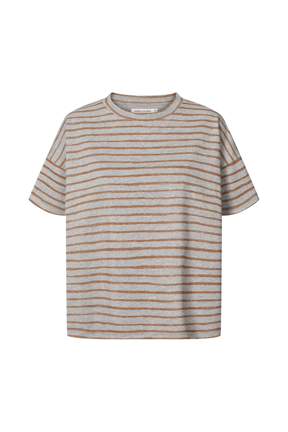Rabens Saloner Margot Stripe Tee - Grey/Honey Stripe