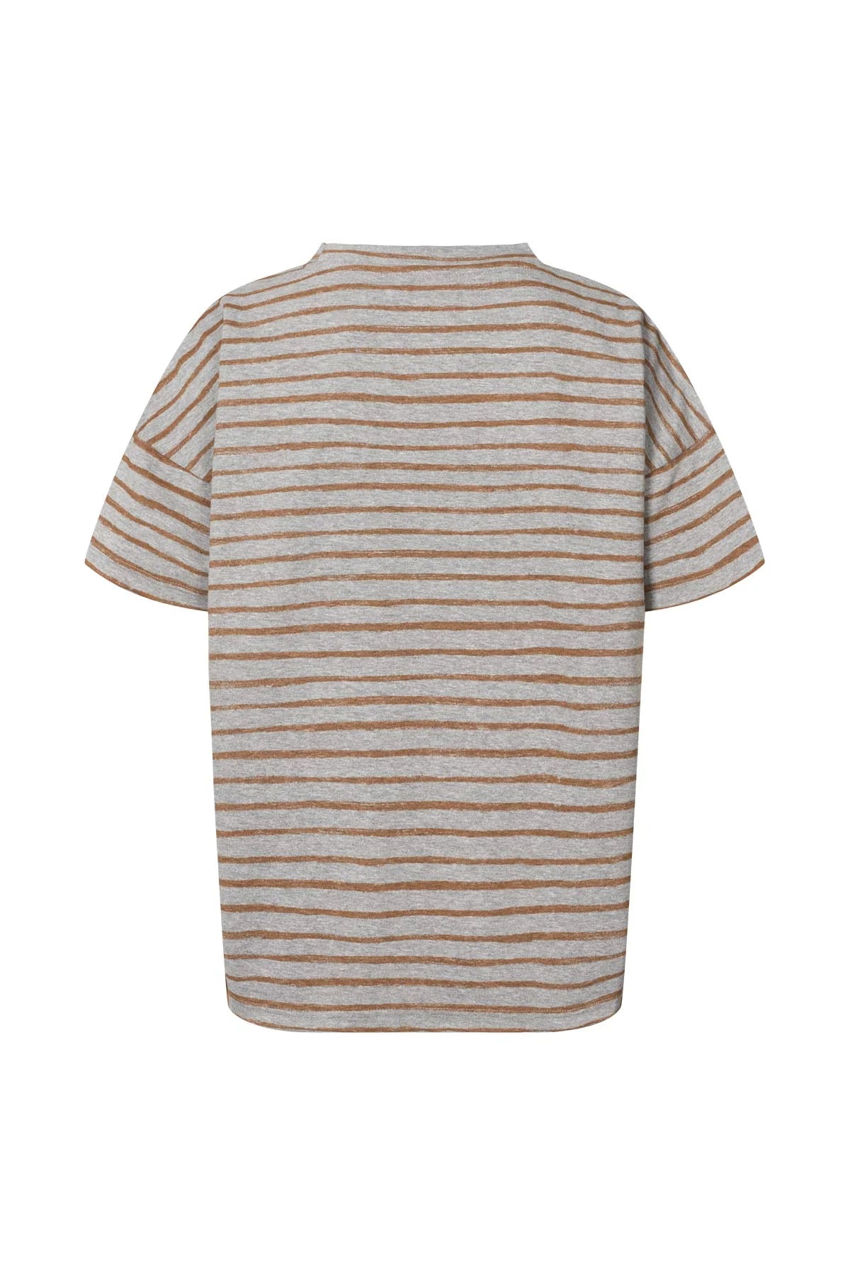 Rabens Saloner Margot Stripe Tee - Grey/Honey Stripe