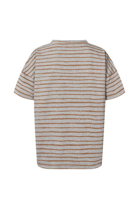 Rabens Saloner Margot Stripe Tee - Grey/Honey Stripe