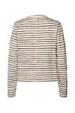 Rabens Saloner Hila LS Stripe Crew Top - Grey/Honey Stripe