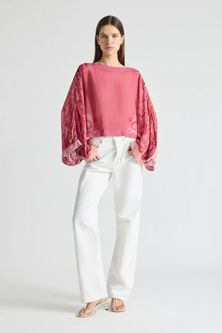 Antipodean Horizon Long Sleeve Crop Blouse