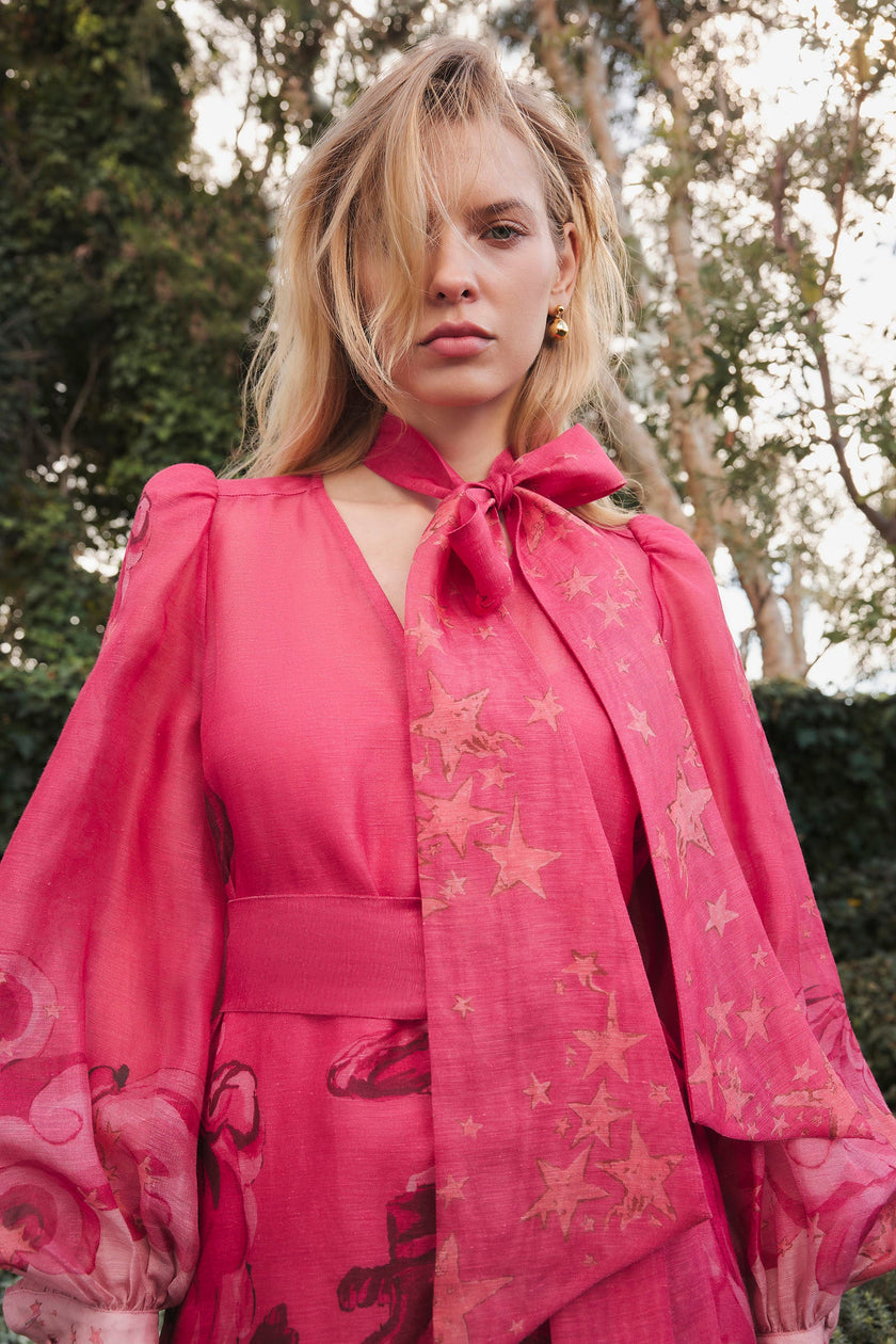 Antipodean Horizon Neck Tie Billow Dress