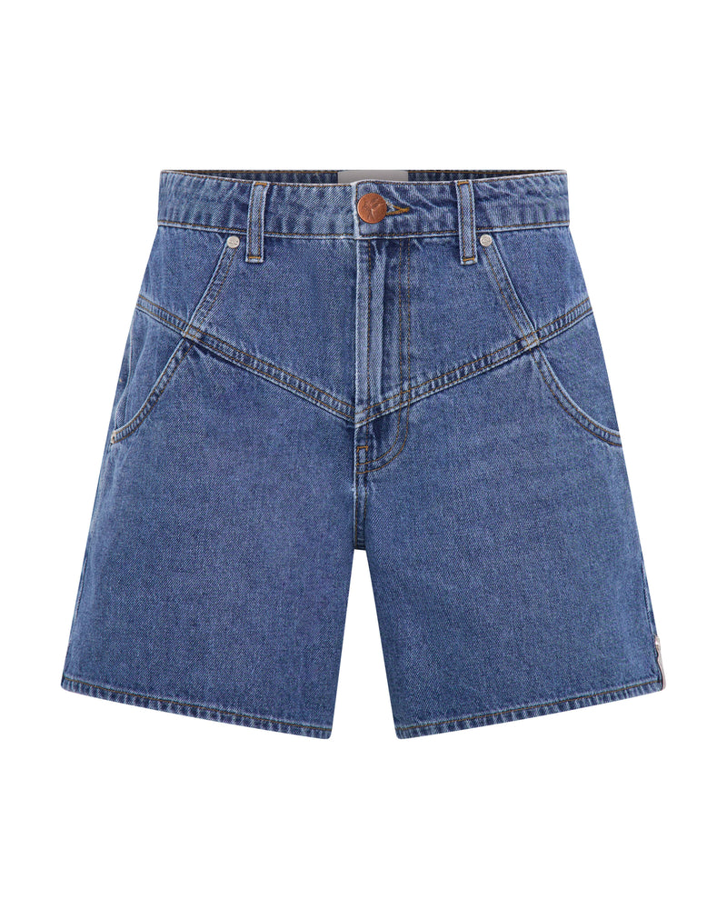 One Teaspoon Kinks Mid Waist Long Length Denim Short