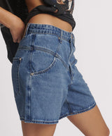 One Teaspoon Kinks Mid Waist Long Length Denim Short