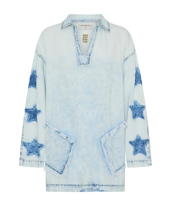 One Teaspoon Le Captain Pullover Mini Denim Dress
