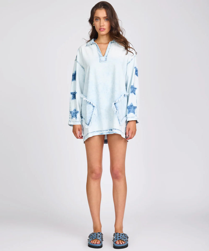 One Teaspoon Le Captain Pullover Mini Denim Dress