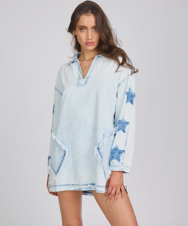 One Teaspoon Le Captain Pullover Mini Denim Dress