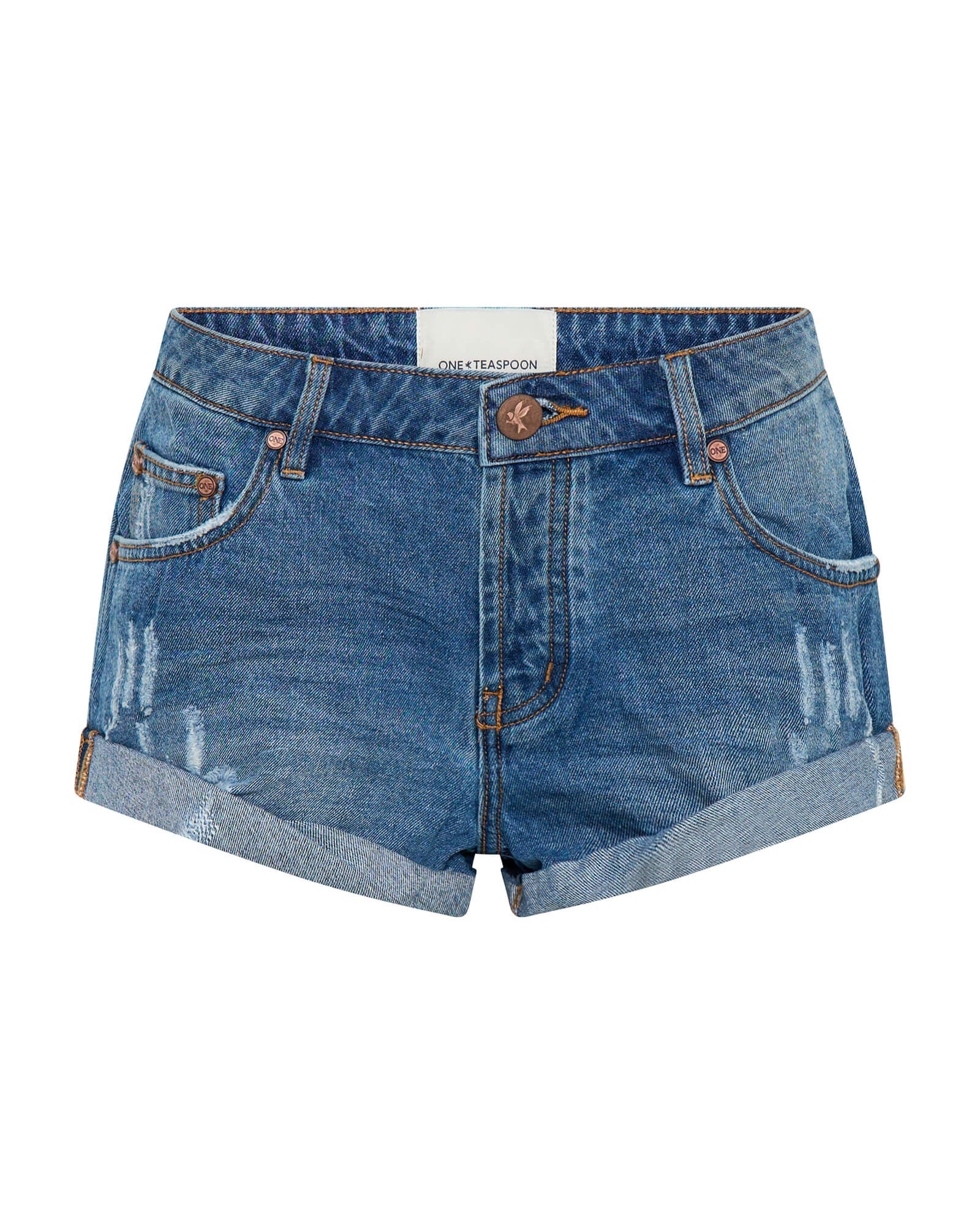 One Teaspoon Bandits Low Waist Denim Shorts - Pacifica
