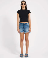 One Teaspoon Low Waist Mid Length Denim Shorts