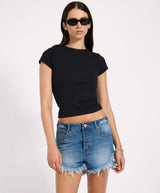 One Teaspoon Low Waist Mid Length Denim Shorts