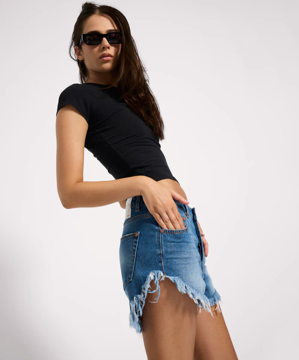One Teaspoon Outlaw Denim Shorts - Pacifica