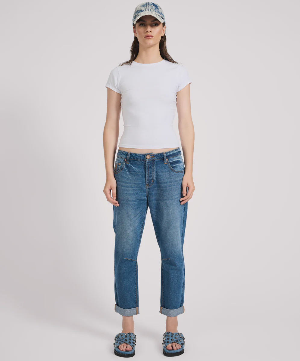 One Teaspoon Saints Low Waist Boyfriend Denim Jeans