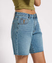 One Teaspoon Jacksons Mid Waist Wide Leg Denim Shorts
