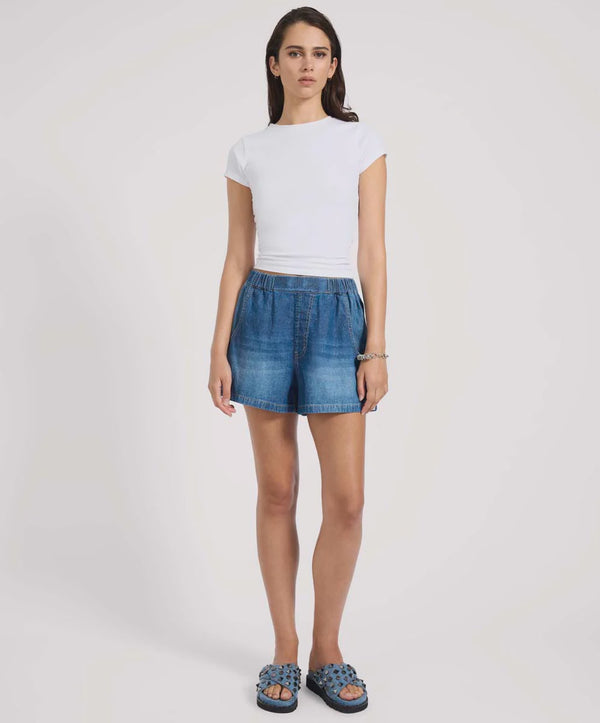 One Teaspoon Funks High Waist Elasticated Flippy Denim Short