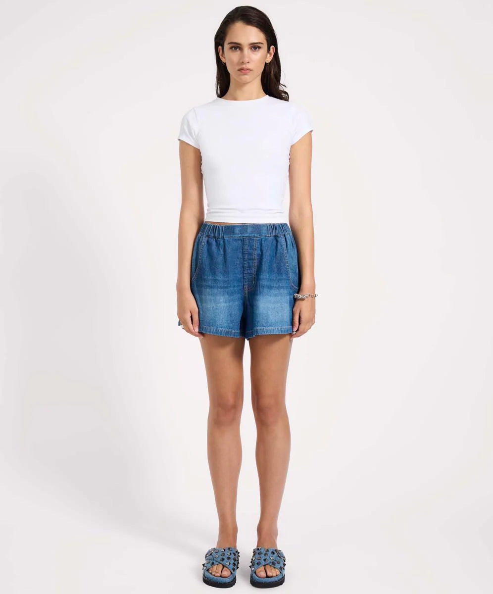 One Teaspoon Funks High Waist Elasticated Flippy Denim Short