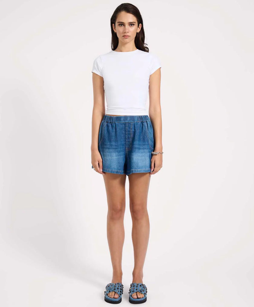 One Teaspoon Funks High Waist Elasticated Flippy Denim Short