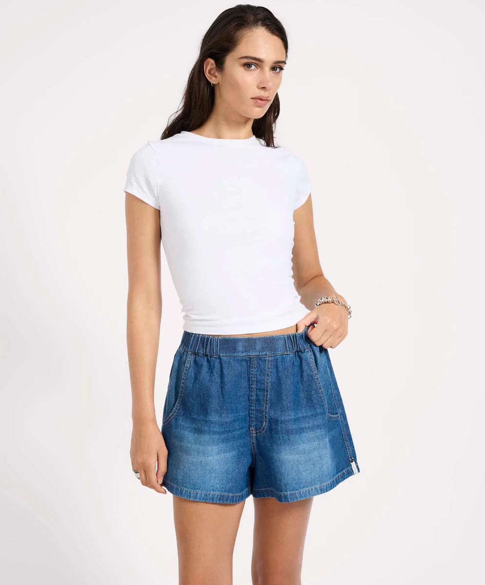 One Teaspoon Funks High Waist Elasticated Flippy Denim Short