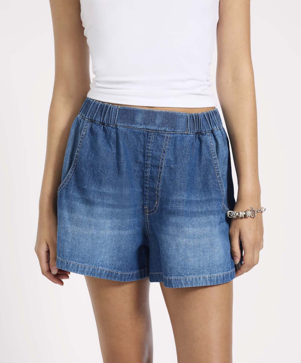 One Teaspoon Funks High Waist Elasticated Flippy Denim Short