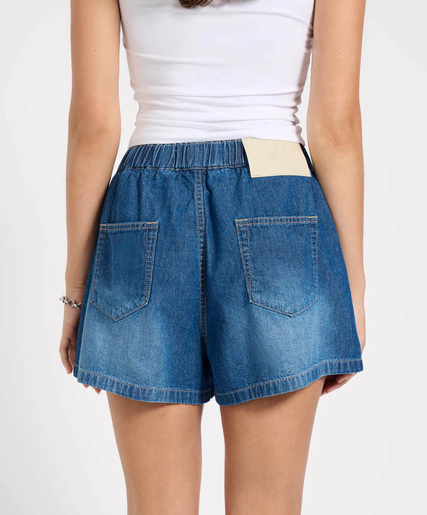 One Teaspoon Funks High Waist Elasticated Flippy Denim Short